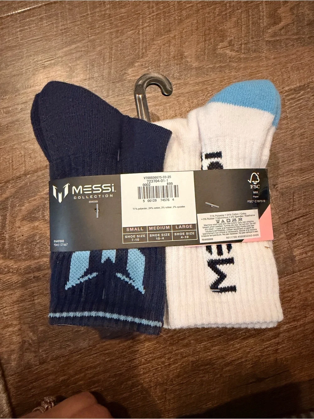 NWT Messi Collection Kids Crew Socks 6 Pack Size Medium